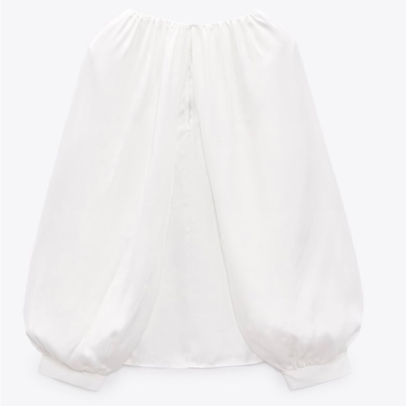 ZARA SATIN EFFECT BLOUSE CAPE SLEEVE STYLE SIZE M AND L COLOR OYSTER WHITE NWT - Picture 8 of 17